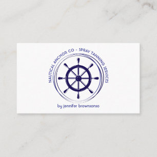 Nautical Ship Wheel sea blue Business Card