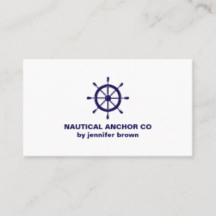 Nautical Ship Wheel sea blue Business Card