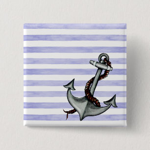 Nautical Ship's Anchor Pinback Button