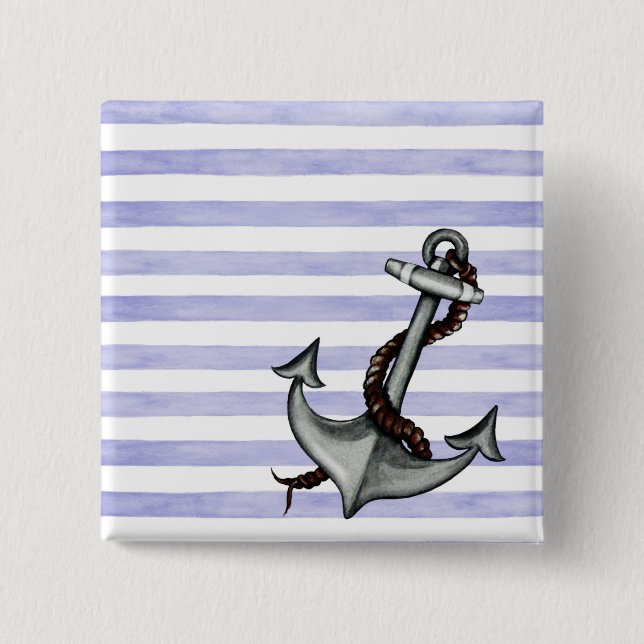 Nautical Ship's Anchor Pinback Button (Front)