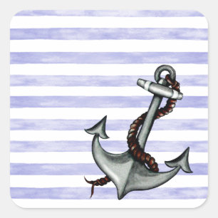 Nautical Ship's Anchor Square Sticker