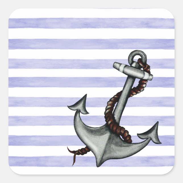 Nautical Ship's Anchor Square Sticker (Front)