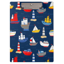 Nautical Ships and Boats Ocean Vehicles Pattern Clipboard