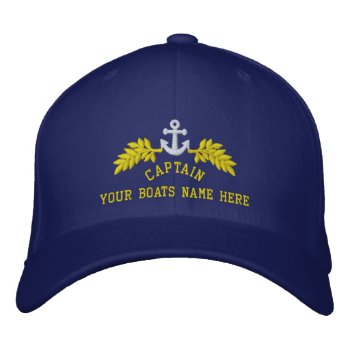 Nautical Ships Captain Boat Anchor Embroidered Baseball Cap by customthreadz at Zazzle