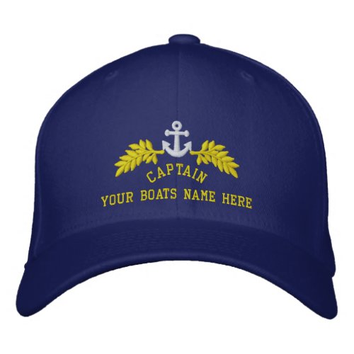 Nautical ships captain boat anchor embroidered baseball cap