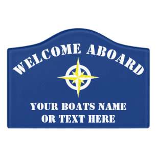 Nautical ships compass welcome aboard boat door sign