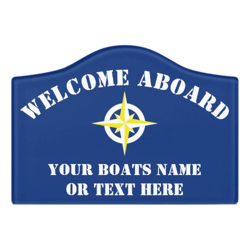 Nautical ships compass welcome aboard boat door sign