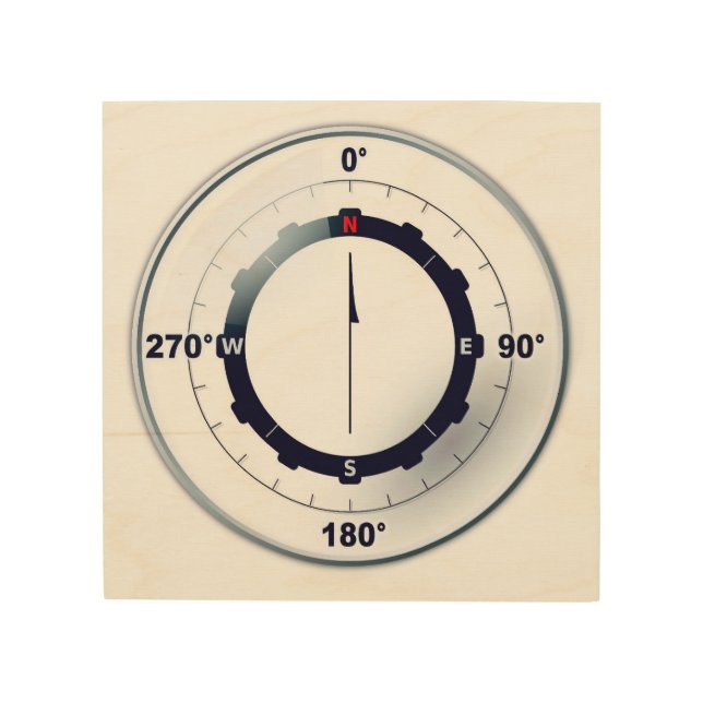 Nautical Ships Compass  Wood Wall Art (Front)