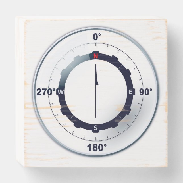 Nautical Ships Compass  Wooden Box Sign (Front Horizontal)