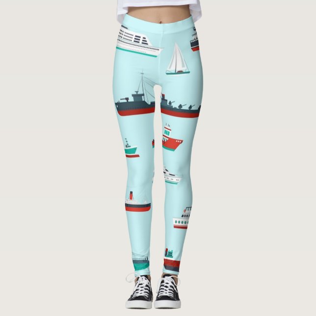 Nautical Ships Pattern Leggings (Front)