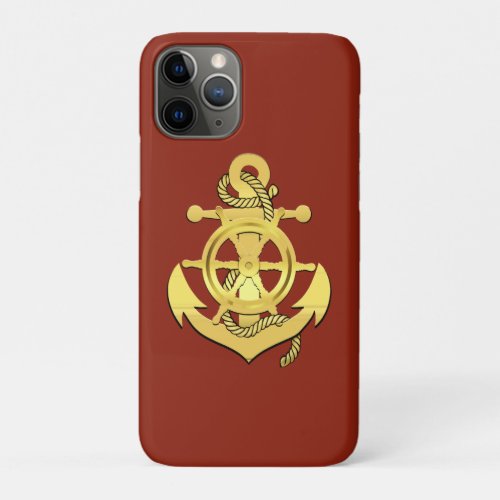 Nautical ships wheelanchor brick_redgold  iPhone 11 pro case