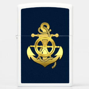 Nautical Theme Bronze Captains Wheel Zippo Lighter