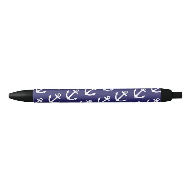 Nautical Ship's Wheel and Anchor Blue Pattern Pens (Front)