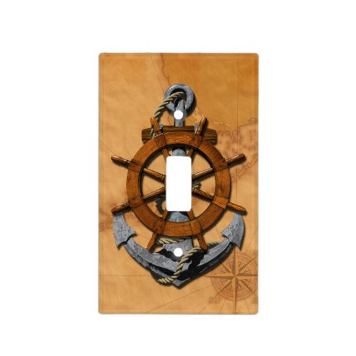Nautical Ships Wheel And Anchor Light Switch Cover