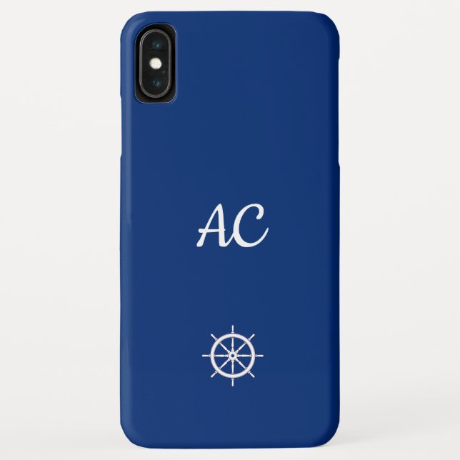 Nautical Ships Wheel Blue+White (Personalize) Case-Mate iPhone Case (Back)