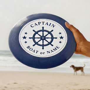 Nautical Ships Wheel Captain & Boat or Name Navy Wham-O Frisbee