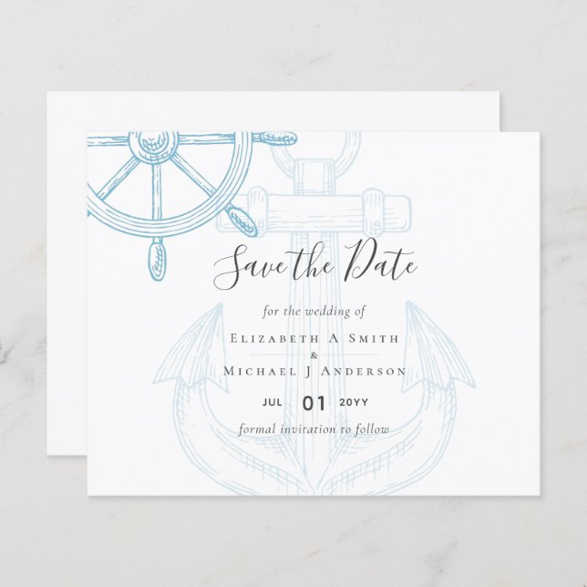 Nautical Ships Wheel Wedding (Front/Back)