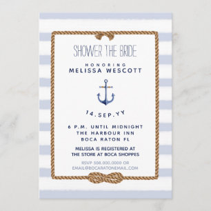Nautical Shower the Bride Infinity Knot Blue Invitation