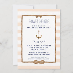 Nautical Shower the Bride Infinity Knot Soft Peach Invitation