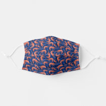 Nautical Shrimp Prawn and Coral Navy Blue Pattern Adult Cloth Face Mask