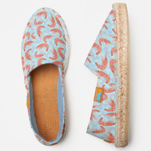 Nautical Shrimp Prawn Coral  Light Blue Pattern Espadrilles