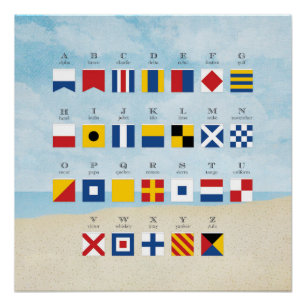 Nautical Signal Flag Alphabet and Beach 2 Poster