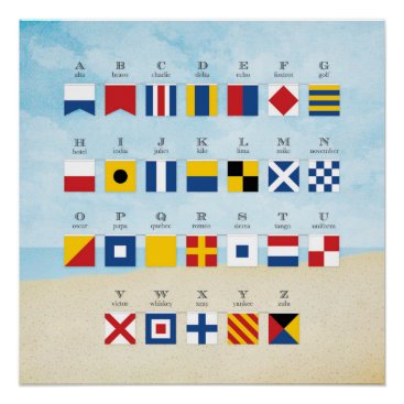 Nautical Signal Flag Alphabet and Beach Poster Nautical Signal Flag Alphabet and Beach Poster