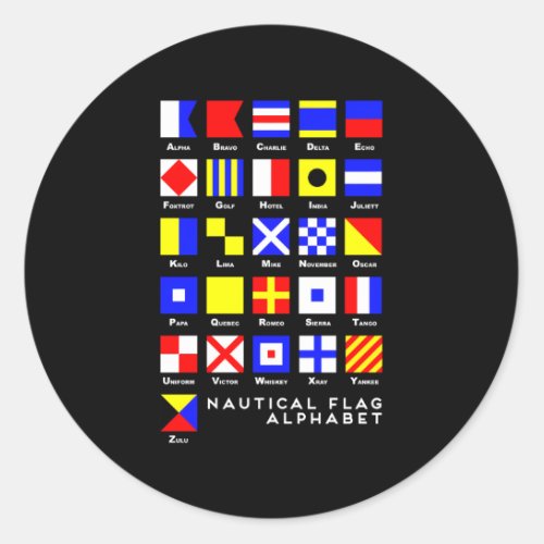 Nautical Signal Flag Alphabet Classic Round Sticker