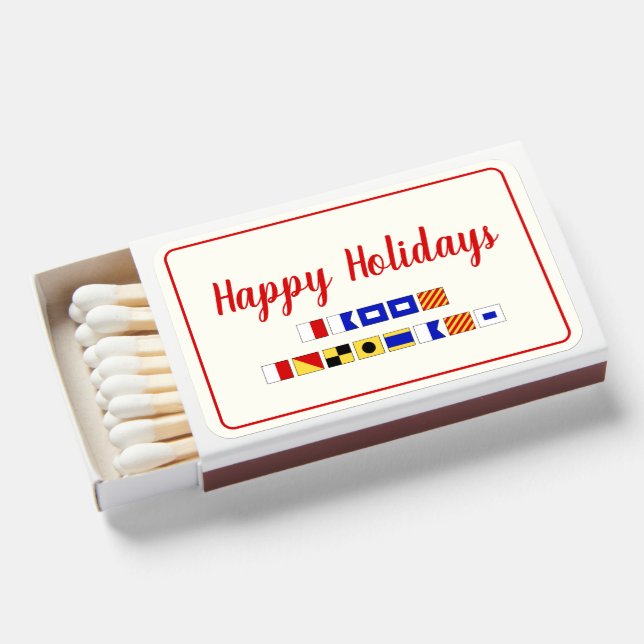 Nautical Signal Flag Happy Holidays Matchboxes (Front Open)