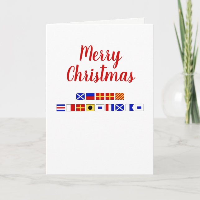 Nautical Signal Flag Merry Christmas Holiday Card (Front)