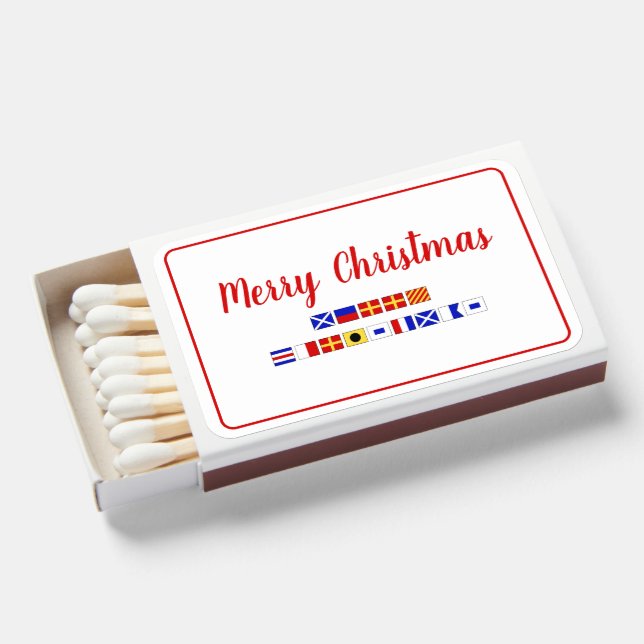Nautical Signal Flag Merry Christmas Holiday Matchboxes (Front Open)