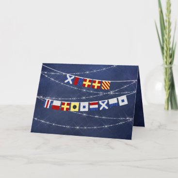Nautical Signal Flag Merry Christmas PHOTO Inside Holiday Card