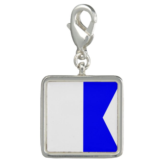 Nautical Signal Flag Signal Letter A "Alfa" Charm (Front)