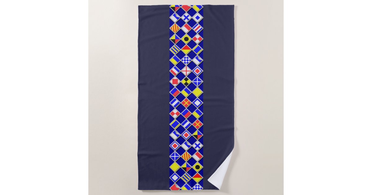 Nautical Signal Flags Decor On A Beach Towel Zazzle Com
