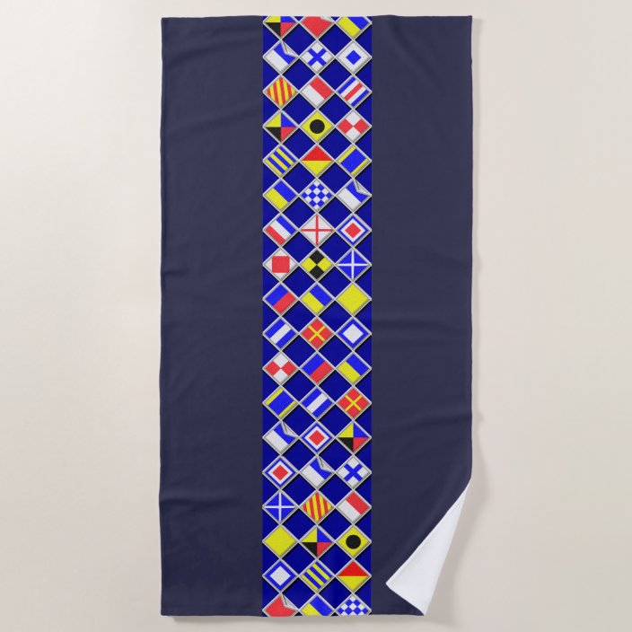 Nautical Signal Flags Decor On A Beach Towel Zazzle Com