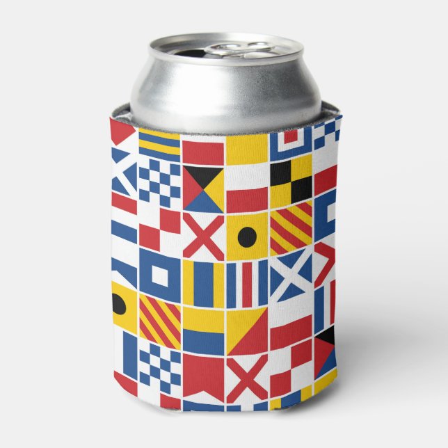 Nautical Signal Flags Pattern Can Cooler (Can Front)