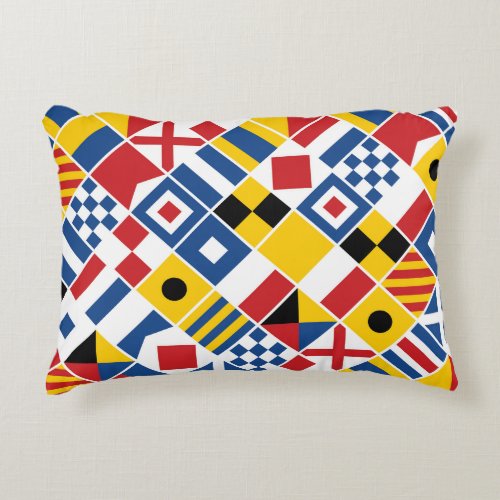 Nautical Signal Flags Pattern Decorative Pillow