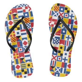 Nautical Signal Flags Pattern Flip Flops by AnyTownArt at Zazzle