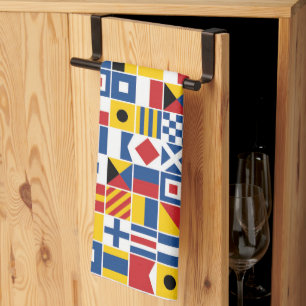 Nautical Signal Flags Pattern Kitchen Towel