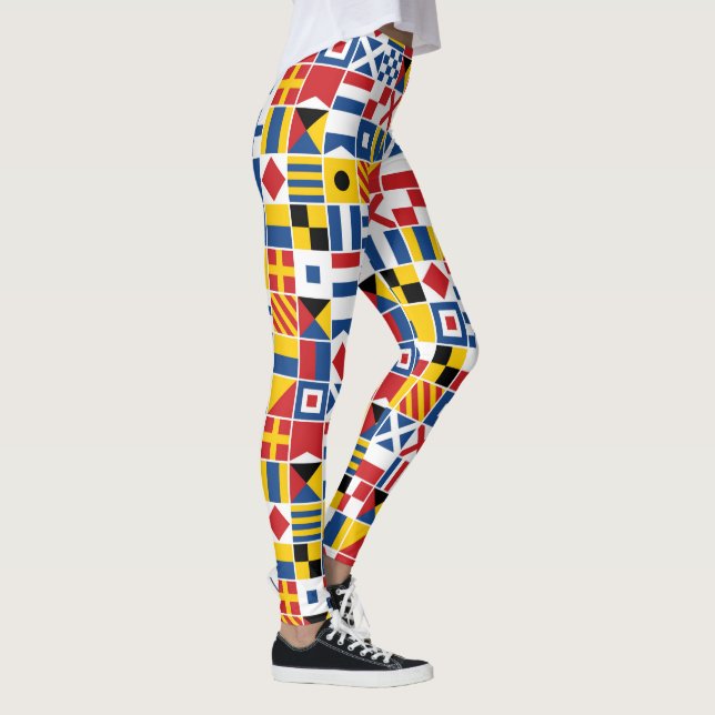 Nautical Signal Flags Pattern Leggings (Right)