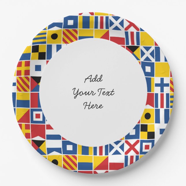 Nautical Signal Flags Pattern Paper Plates (Front)