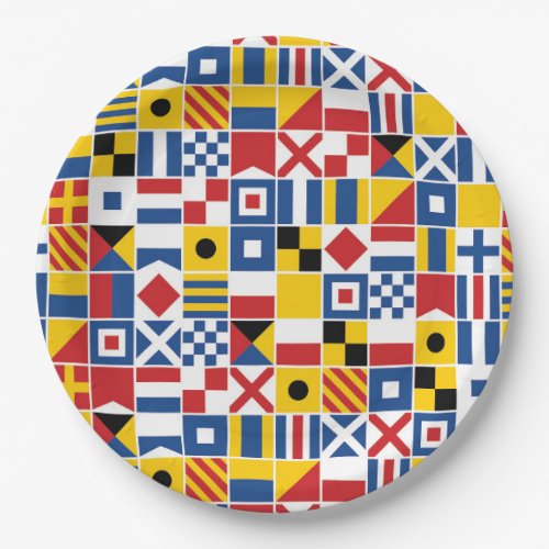 Nautical Signal Flags Pattern Paper Plates