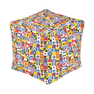 Nautical Signal Flags Pattern Pouf