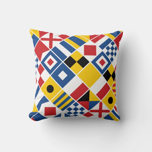 Nautical Signal Flags Pattern Throw Pillow (Front)