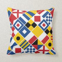 Nautical Signal Flags Pattern Throw Pillow