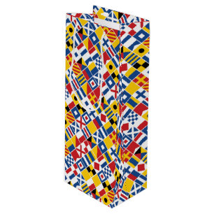 Nautical Signal Flags Pattern Wine Gift Bag