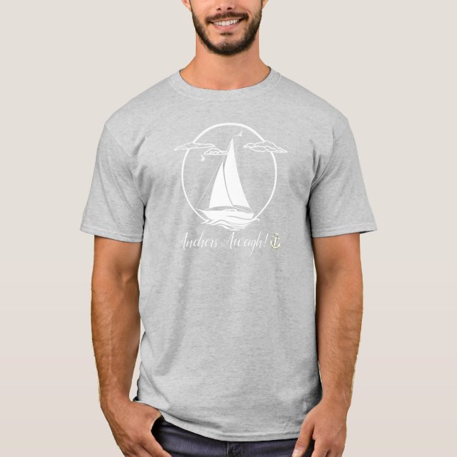 Nautical silhouette sailboat/anchors aweigh T-Shirt (Front)