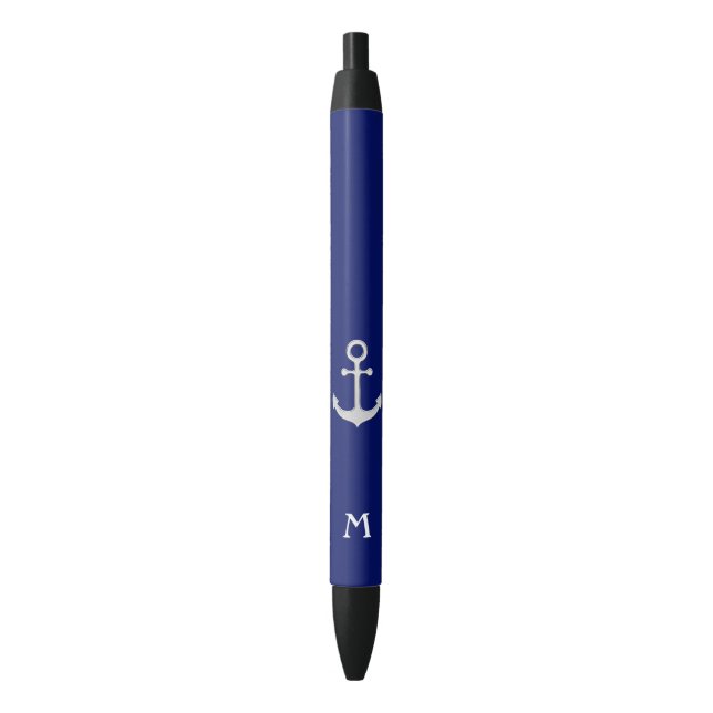 Nautical Silver Anchor and Monogram Pen (Front Vertical)