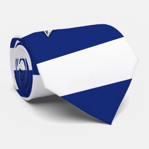 Nautical Silver Star on navy blue Stripes Neck Tie