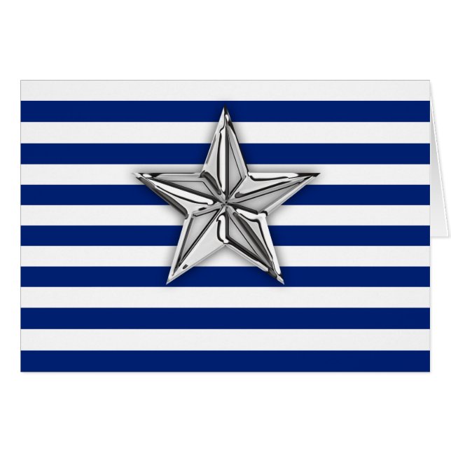 Nautical Silver Star on Stripes Cards (Front Horizontal)